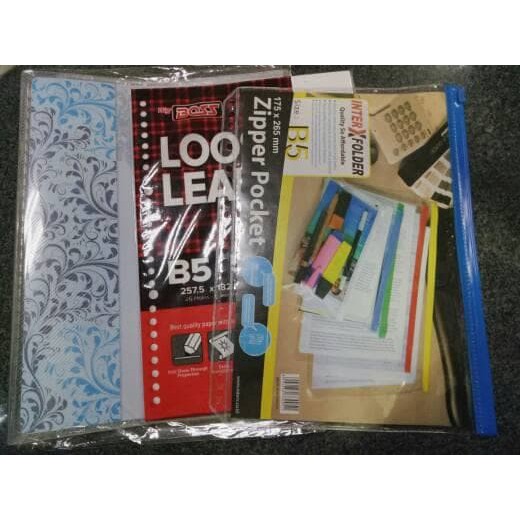 

Paket kuliah Binder note B5+loose leaf+zippocket+divider Hemat