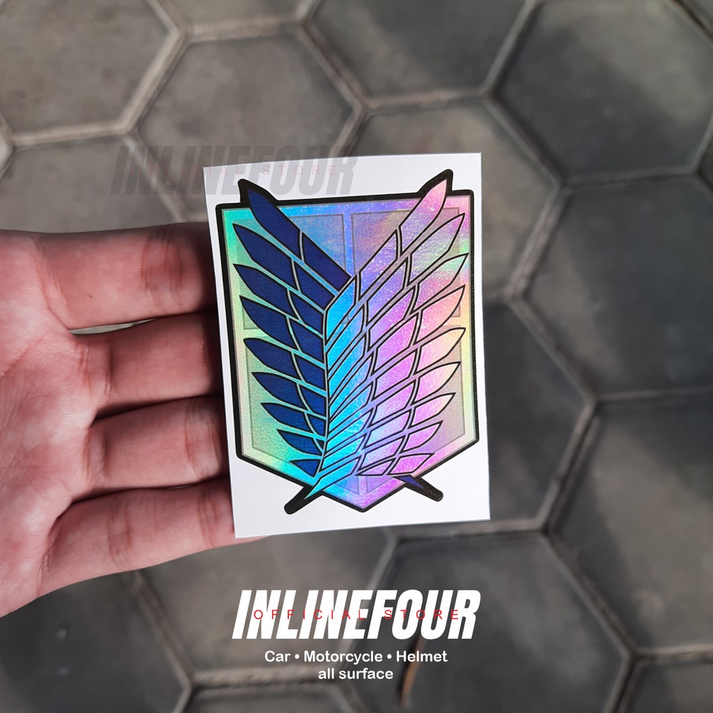 

STICKER STIKER LOGO ATTACK ON TITAN - HOLOGRAM ANIME JEPANG - UNTUK LAPTOP CASE HP KOPER 6,5CM