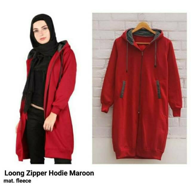 long zipper hoodie