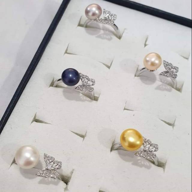 Cincin mutiara air tawar lombok asli rangka silver