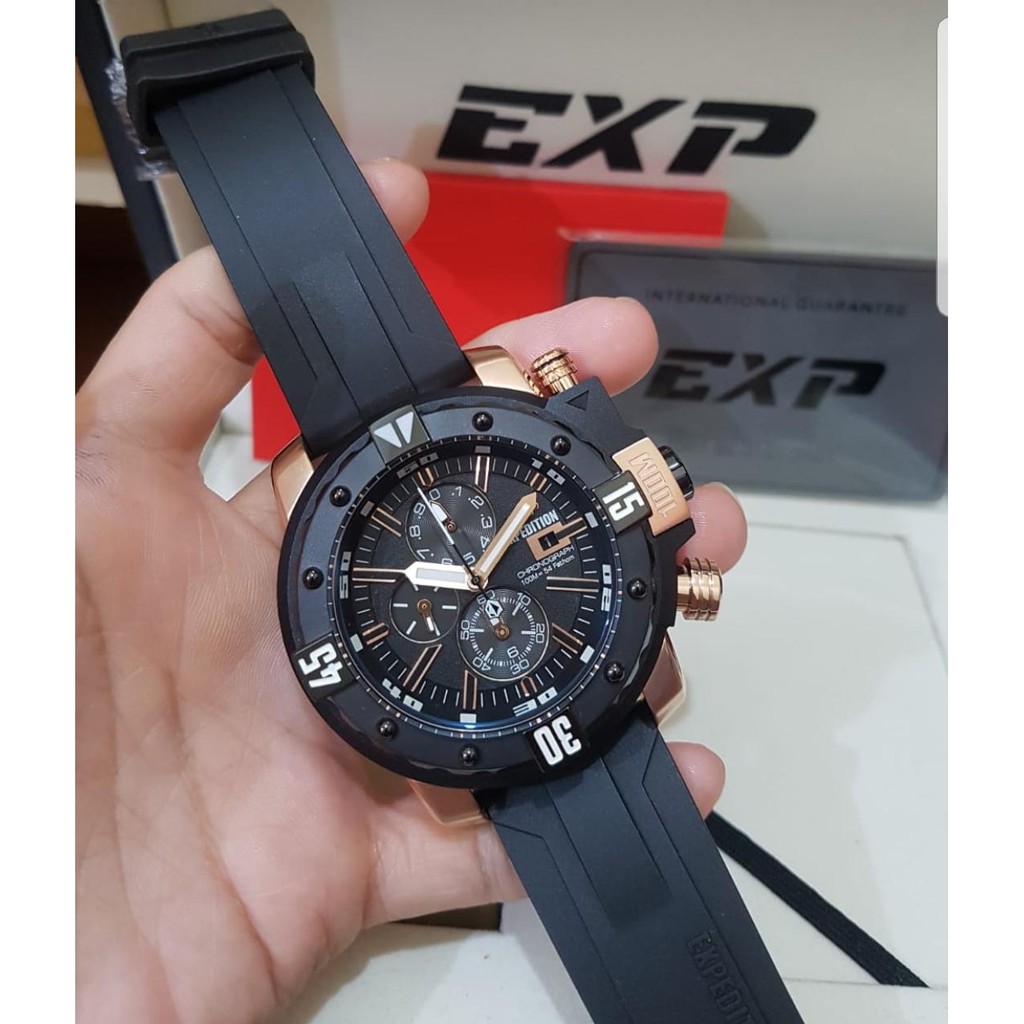 Jam Tangan Pria Terbaru Expedition Exp 302  black rosegold Original Garansi Resmi 1tahun