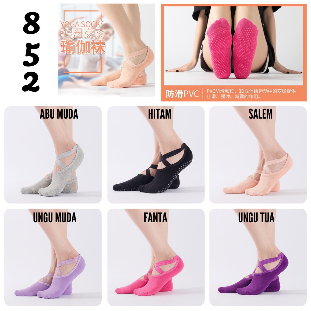 852 KAOS KAKI YOGA PILATES ANTI SLIP ANTI JATUH / YOGA SOCKS OLAHRAGA WANITA PEREMPUAN IMPORT