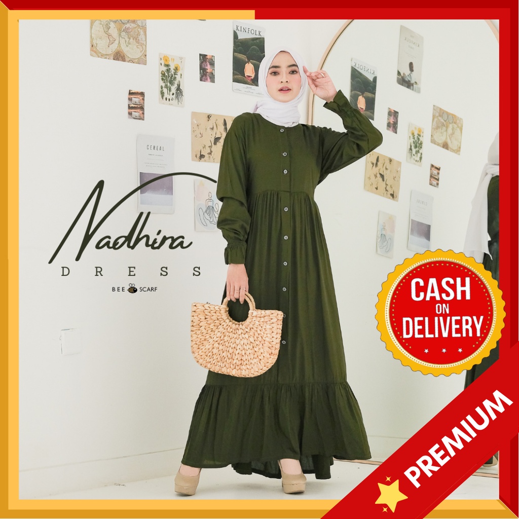 Homey Dress Katun Rayon Premium Polos | Homey Dress Polos Nadira |  Gamis Polos Katun Rayon Premium 