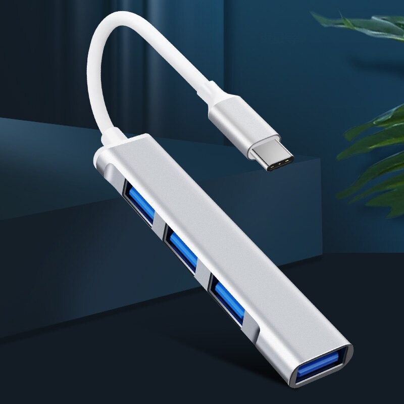 OTG Type C Hub 4 Port USB 3.0 Aluminium Slim Adapter Converter Type C Male to Female 3.0 Docking Station untuk Macbook Air