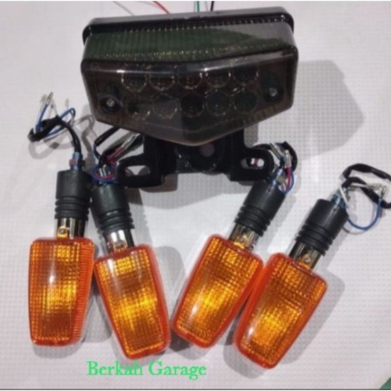 Lampu Stop LED Rx-King New Mika Riben + Sein Depan Belakang + Dudukan Lampu Dan Plat Nomor