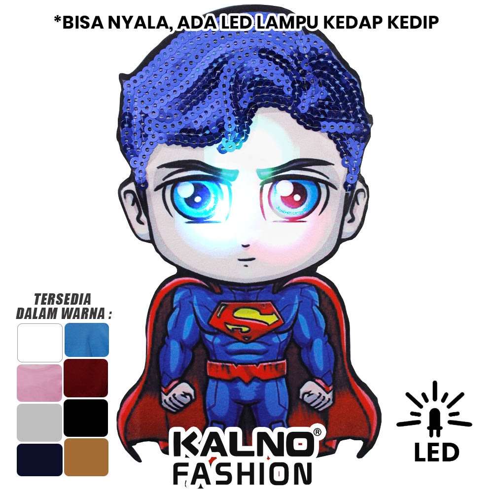 Baju anak karakter SUPRMAN 5 SM443 LED umur 1 - 7 tahun Random Ukuran S M L XL Bahan Katun polyester