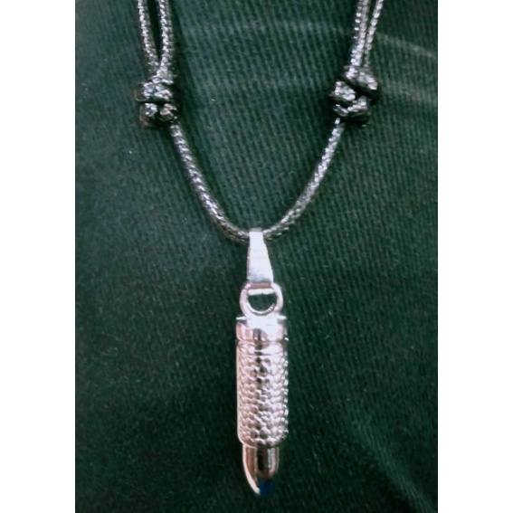 kalung tali korea kilap bandul peluru/kalung peluru