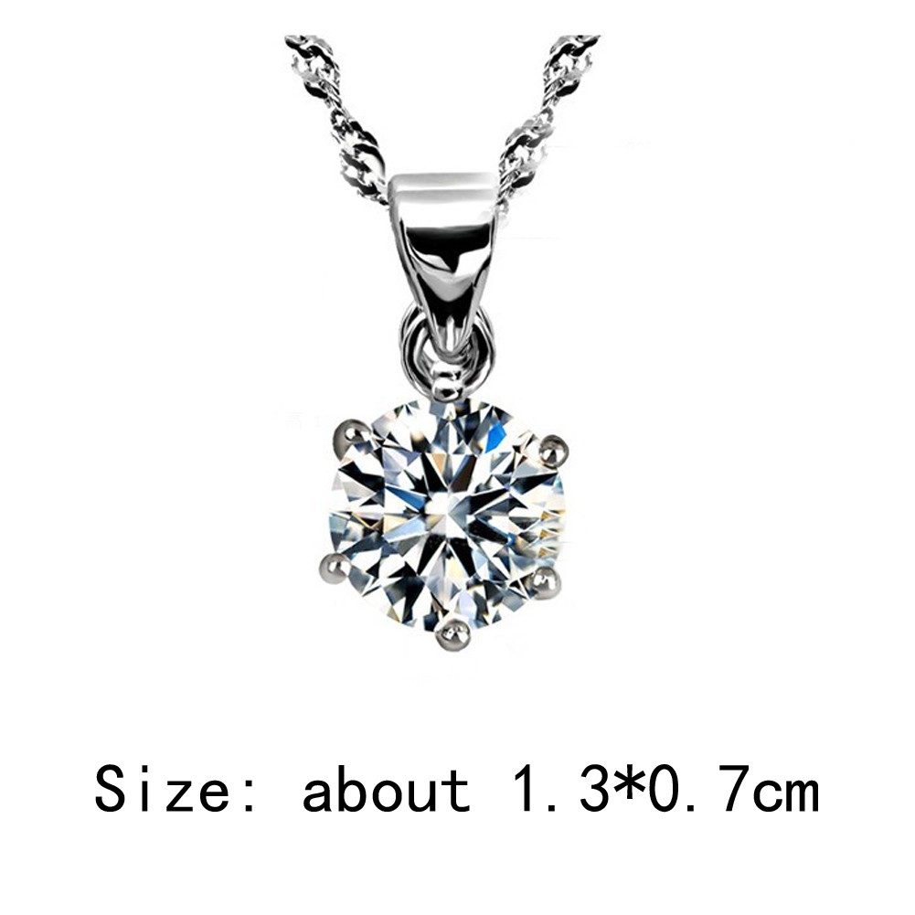 Fancyqube 925 perak enam cakar berlian imitasi satu liontin kalung putih