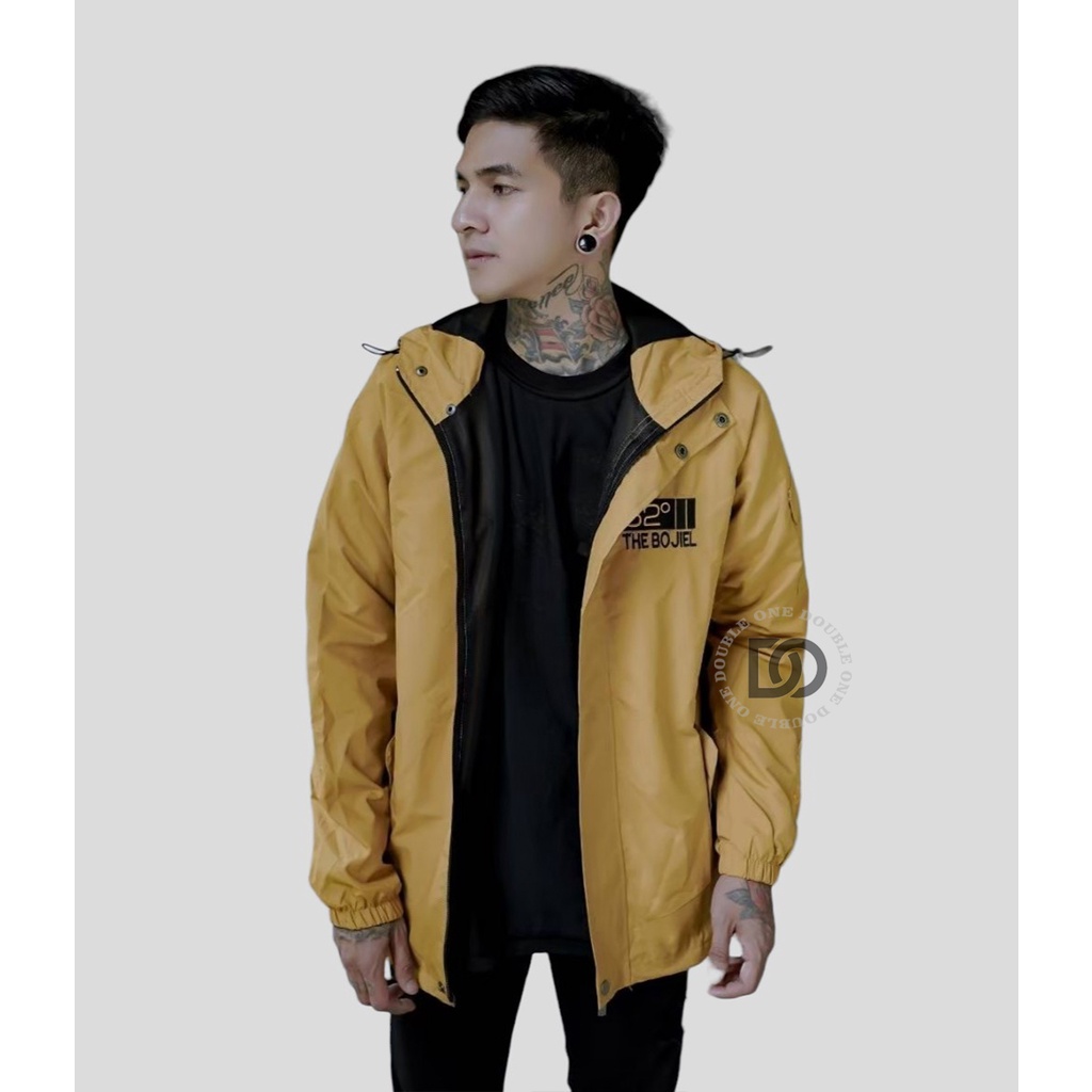 DOUBLE ONE - Jaket Hoodie Parasut Casual Reglan Original THE BOJIEL  / Jaket Taslan Pria / Jaket Waterproof Yellow