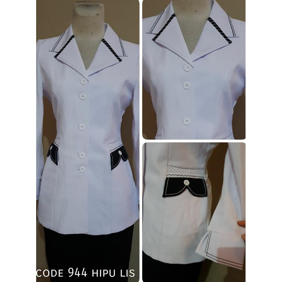 BARANG MURAH BAJU ATASAN BLAZER SERAGAM PUTIH PNS WANITA KERJA GURU PERAWAT JUMBO CEPETAN..