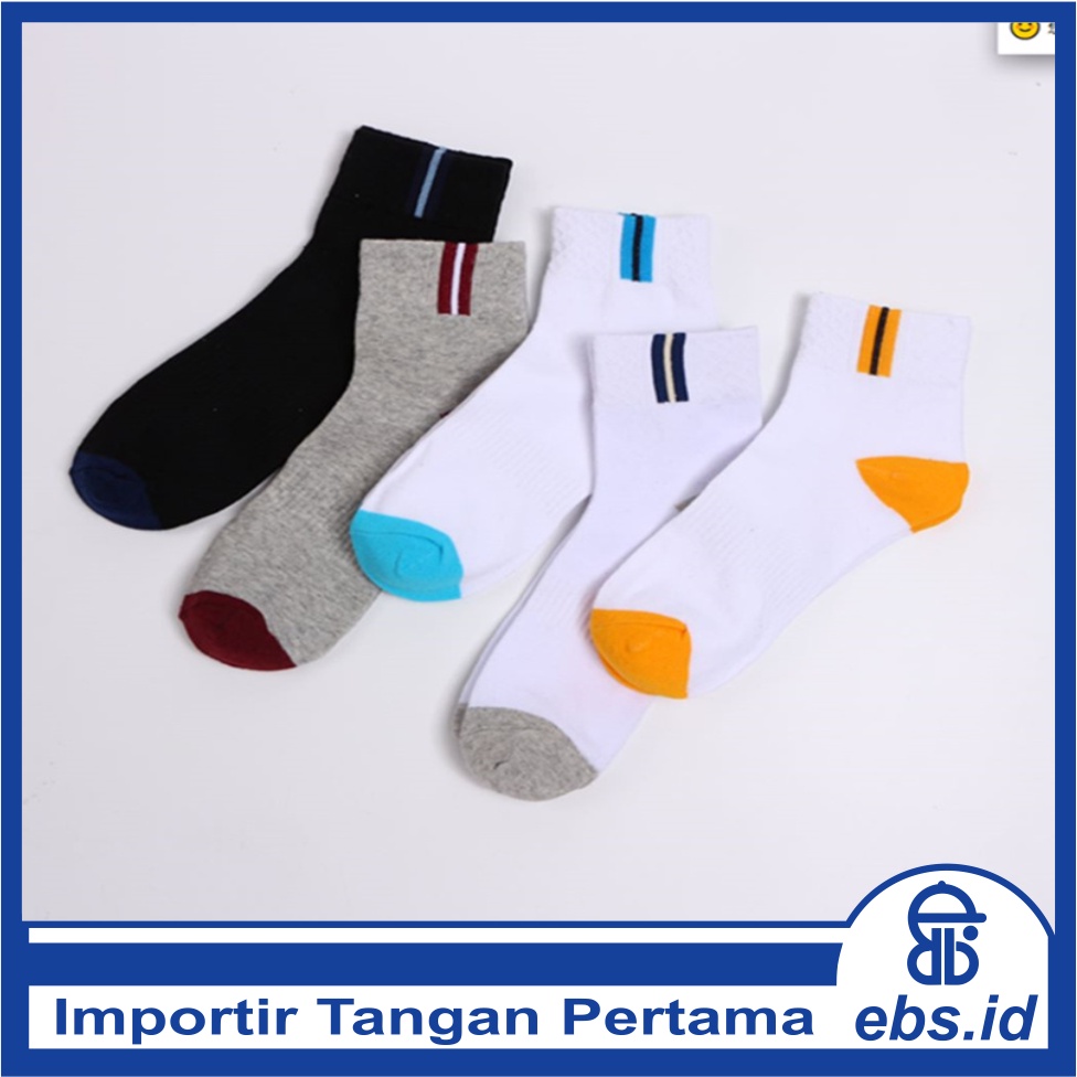 𝗘𝗕𝗦 ✅ KK017 Kaos Kaki (Tanpa Kemasan) Pria Tipis Pendek Semata Kaki &amp; Panjang Diatas Mata Kaki Motif Garis Fashion Korea Men Sock Import Murah