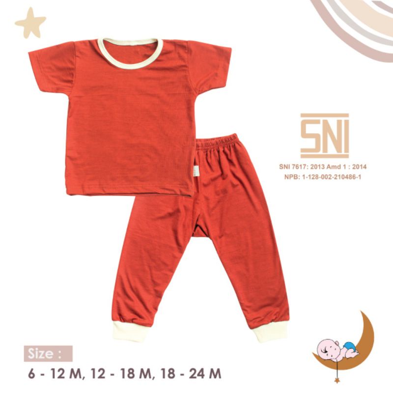 SNI S M L MOONS Stelan Oblong Campur  POLOS Moons/ Baju Oblong Campur , setelan piyama anak PENDEK BAJU