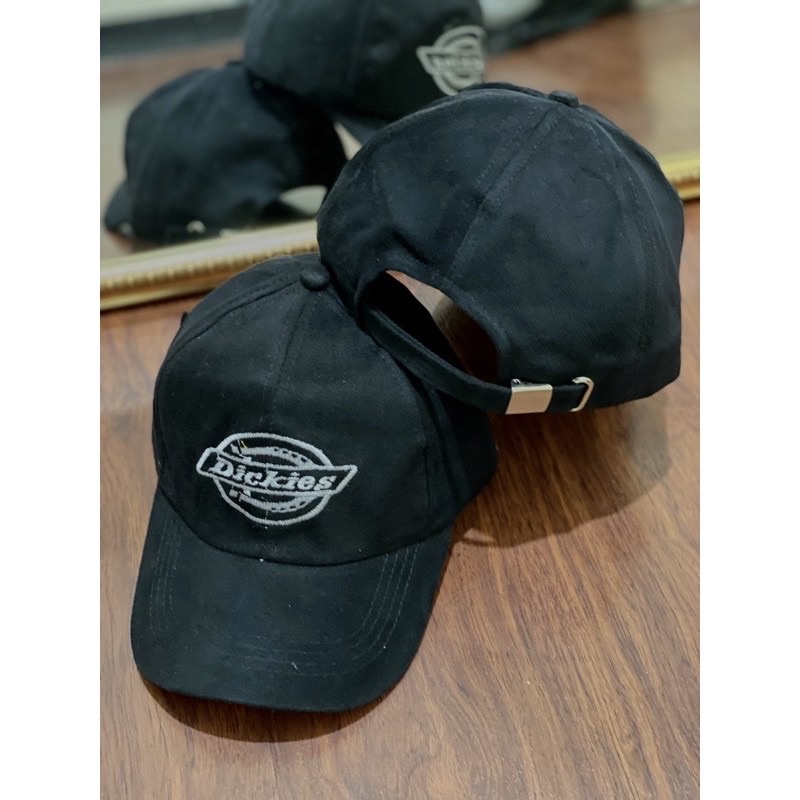 TOPI BASEBALL DICKIES HITAM BORDIR PUTIH