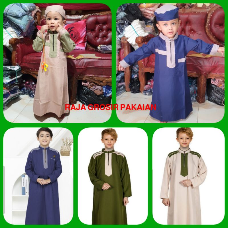 Baju Koko Jubah Anak Lengan Panjang Usia 2-12 Thn / Baju Koko Muslim Anak Laki Laki