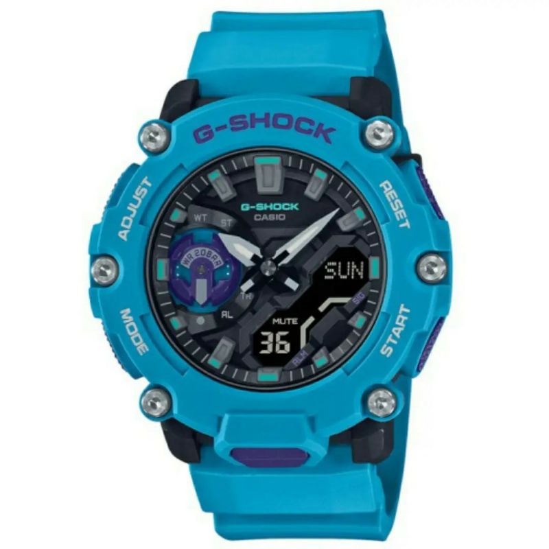 jam tangan casio gshock original ga-2200-2adr biru jam tangan pria gshock original dual time garansi