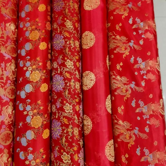 ✳ Kain Cheongsam Chongsam Cina Motif Naga Bunga Koin ➬