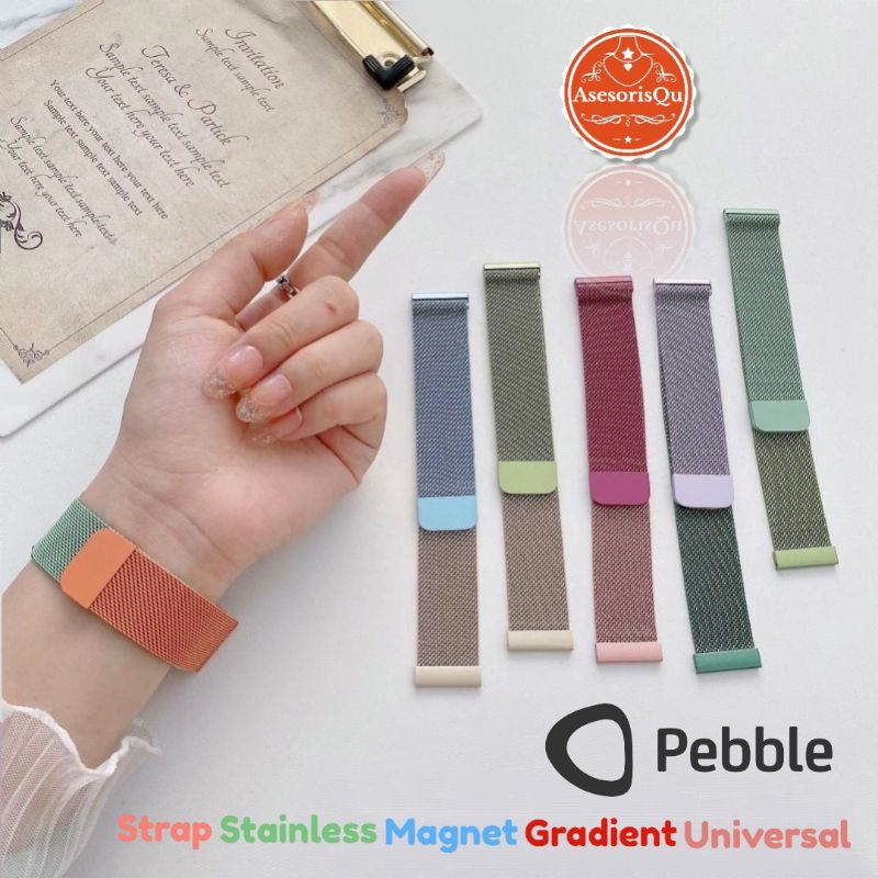 Strap Stainless 20mm Pebble Time Round Large Eggle Tempo 1 2 Tali Jam Tangan Smartwatch Stainless Ma