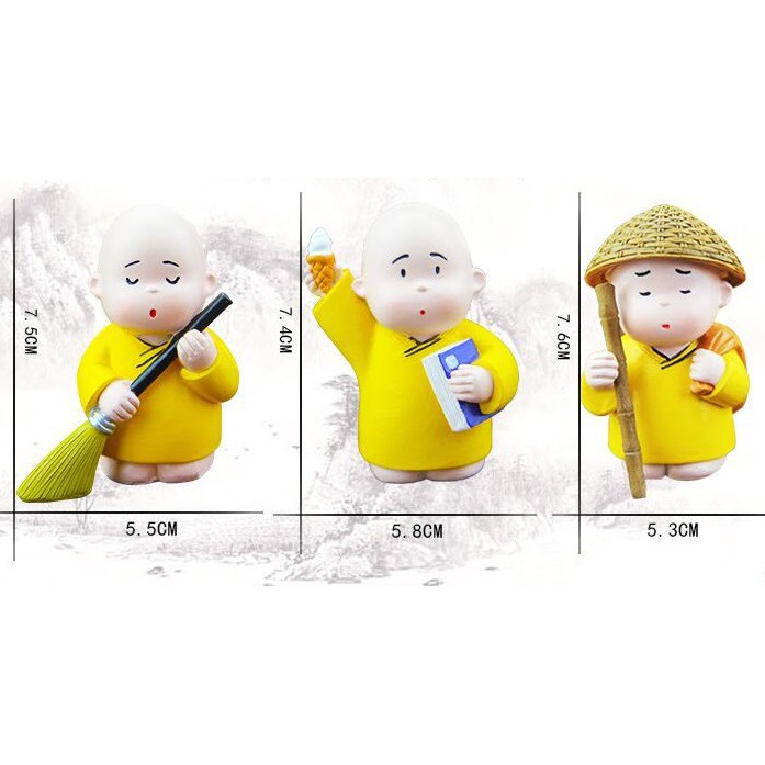 Pajangan Mobil Kongfu Kungfu Monk Biksu SHAO LIN BAJU KUNING Series 3 in 1