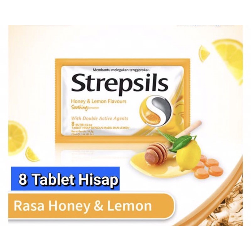 Strepsils permen per sachet 8 pcs ( permen pelega tenggorokan )