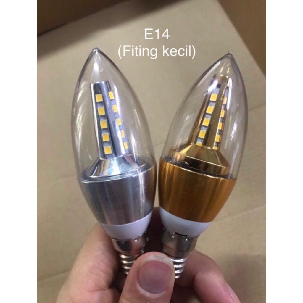 LAMPU CANDEL LED BOHLAM LAMPU GANTUNG  CANDEL SMD 5WATT E14 E27 PUTIH KUNING