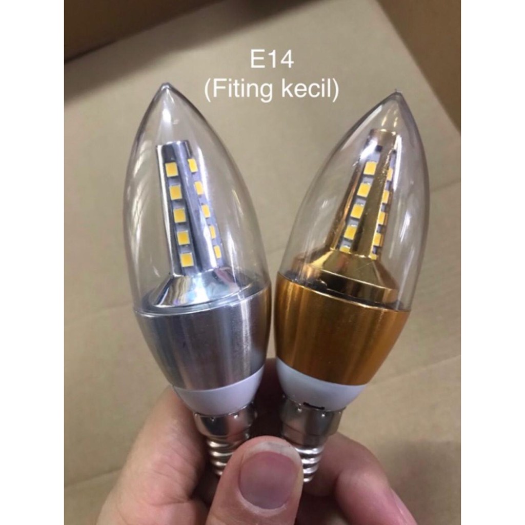 LAMPU CANDEL LED BHM BOHLAM CANDEL LILIN SMD 5WATT E14 E27 PUTIH KUNING