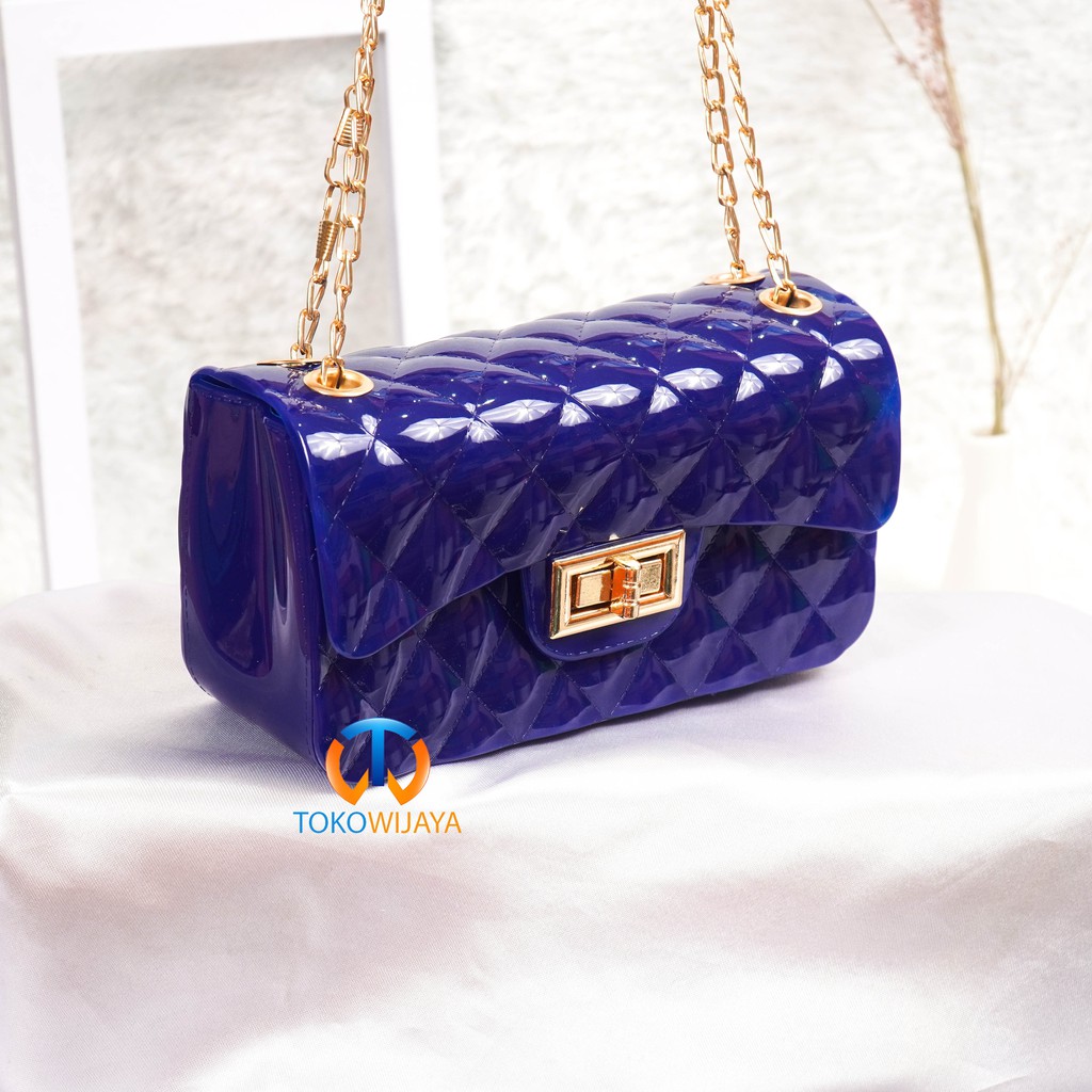 Tas Jelly Glossy Rantai Cincin Size 18 Cm | Tas Wanita Rantai Cincin