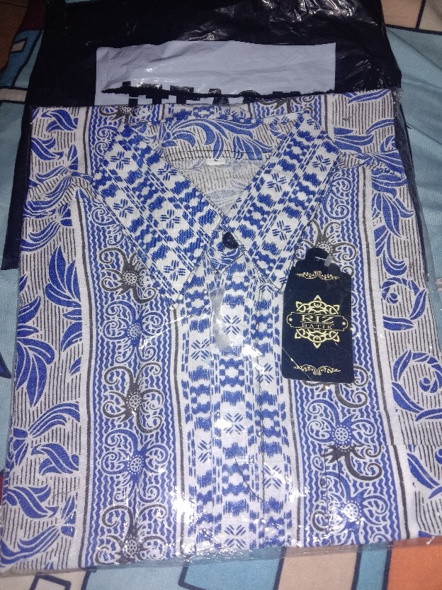 Trolistore Kemeja Batik Pria Motif Kalim Lengan Pendek Warna Merah Biru Hijau Seragam Batik