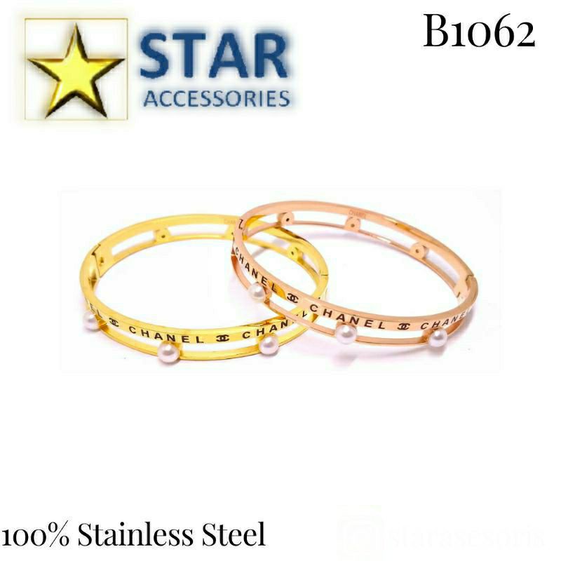 Gelang Titanium Channel Gold | Gelang Titanium Chenel Rose Gold