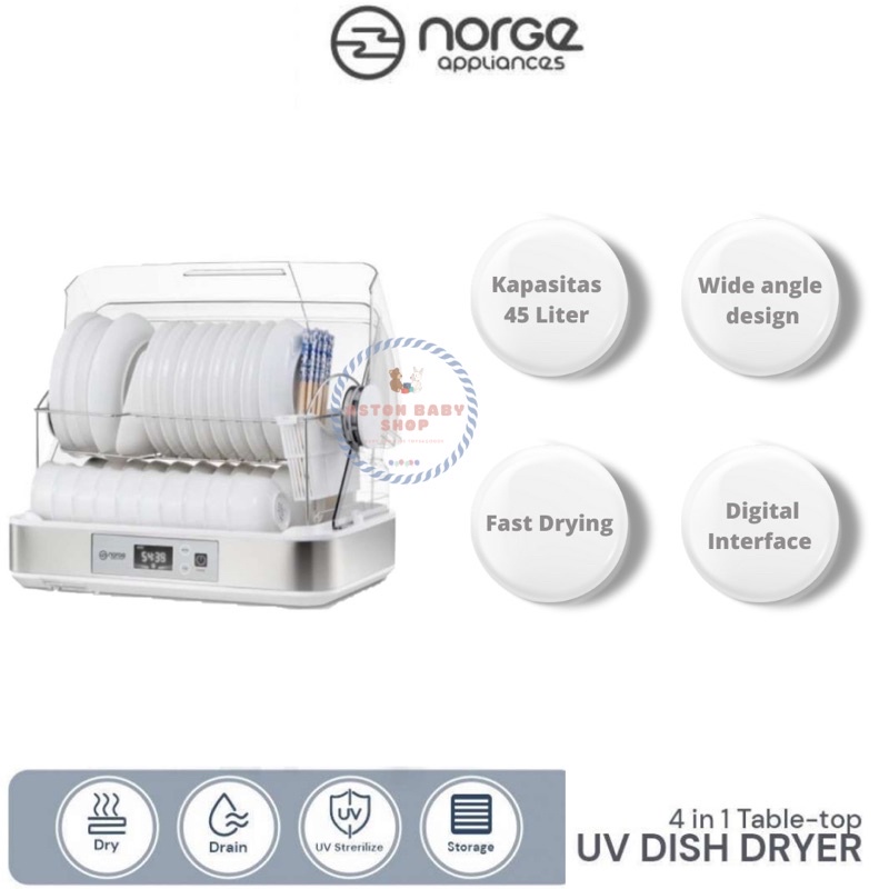 Norge 4in1 Table Top UV Dish Dryer Sterilizer Piring Botol UV Norge 4 in 1 pengering steril piring