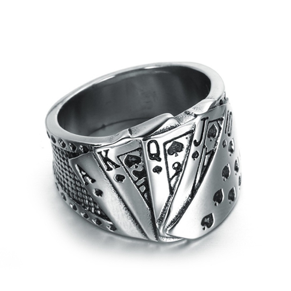 Men's Fashion Ideas Poker Royal Flush Design Alloy No. 7-14 Ring