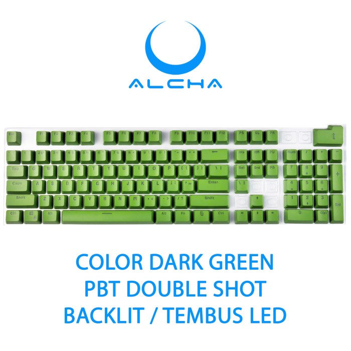 ALCHA KEYCAPS PBT DOUBLE SHOT BACKLIT MECHANICAL KEYBOARD 104 KEY - RANDOM