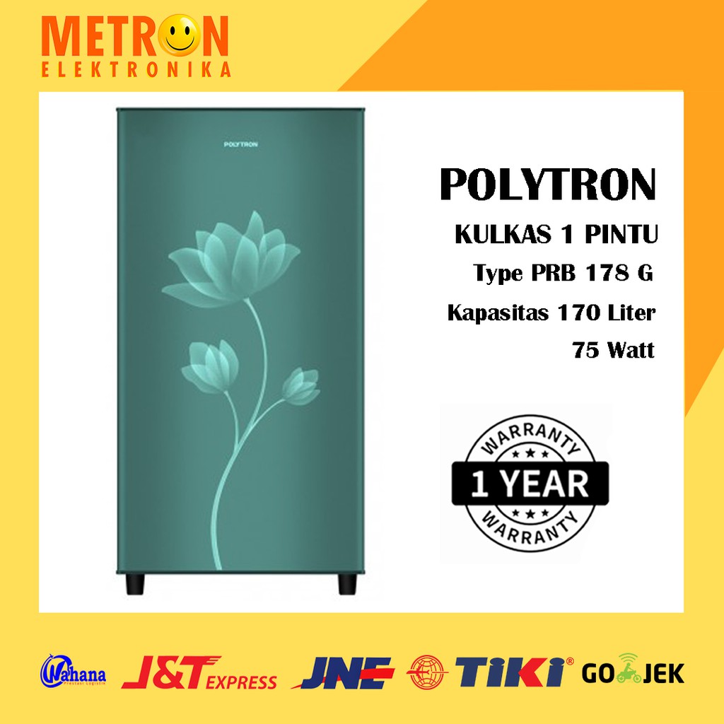 POLYTRON PRB 178 G GREEN METAL KULKAS 1 PINTU 170 LT LITER PRB178