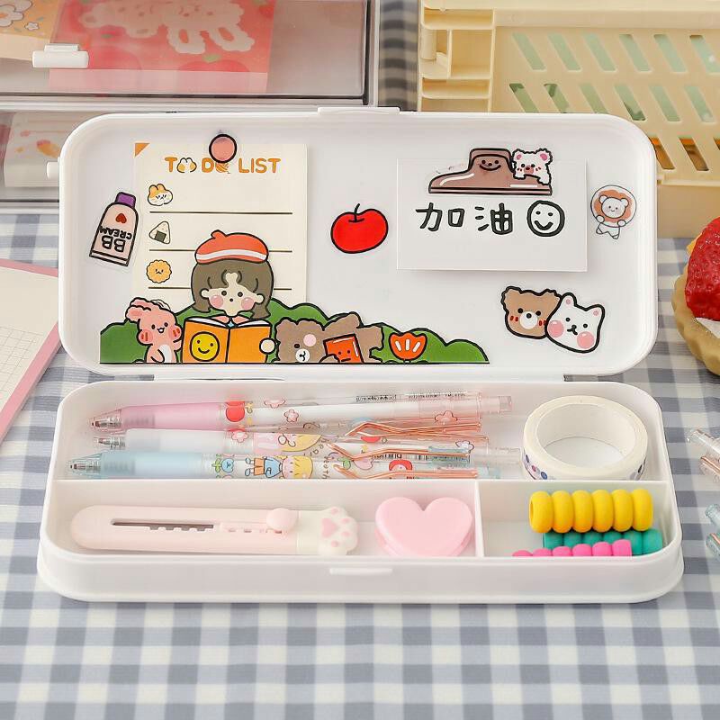 TEMPAT PENSIL/PENCIL CASE AESTHETIC KOREAN STYLE (FREE STICKER)-1