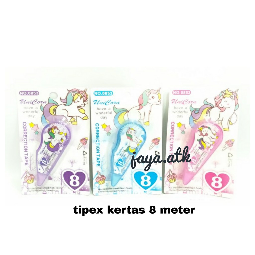 CORRECTION TAPE TIP EX KERTAS MINI TIPEX ROLL KERTAS MINI 8 M X 5 MM UNICORN LUCU KARAKTER ANAK