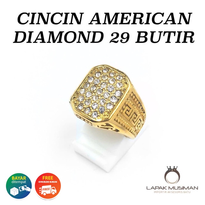 Cincin Titanium Pria Silver Anti Karat Seumur Hidup Batu Berlian