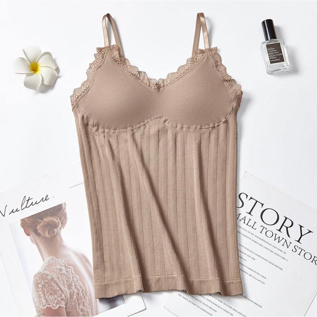 SS 012 Tank Top Pakaian Dalam Wanita BH Singlet Premium Sleeping-BROWN