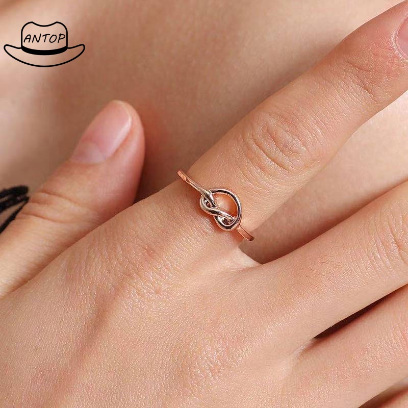 Temperamen Korea Selatan Sederhana Cinta Hampa Peach Cincin Berbentuk Hati Pembukaan Cincin ANTOP