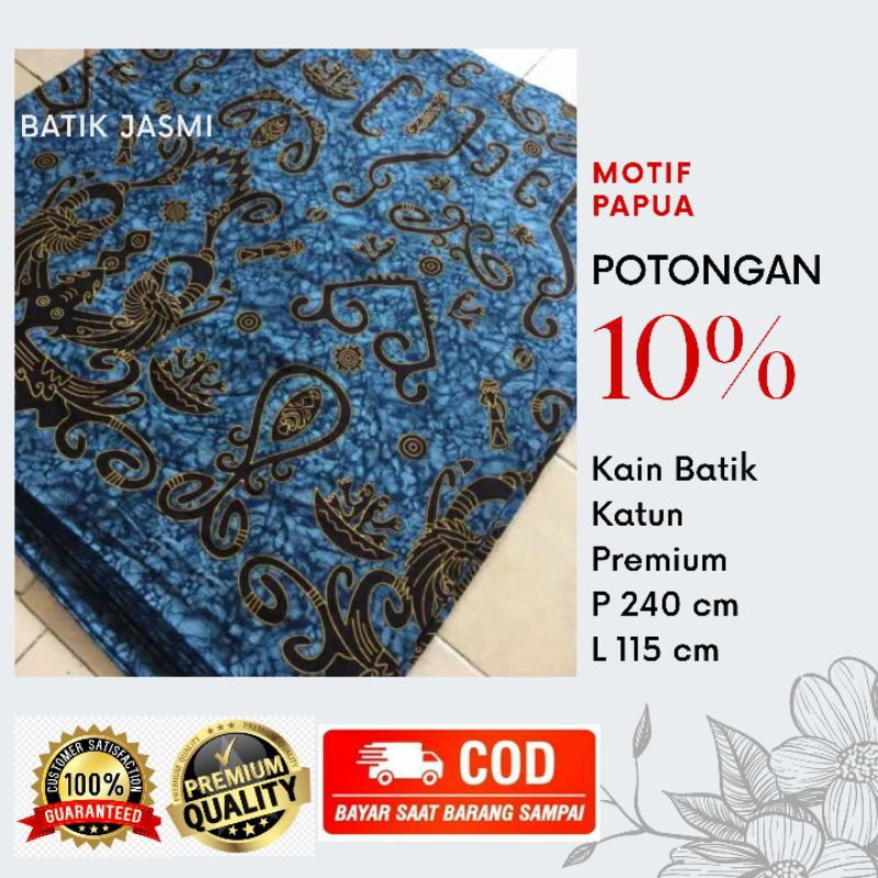 Kain Batik Motif Papua Biru Kain Batik Jasmi Batik Papua