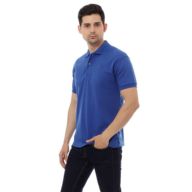 BlueButton Classic Men Embroidery PoloShirt Biru