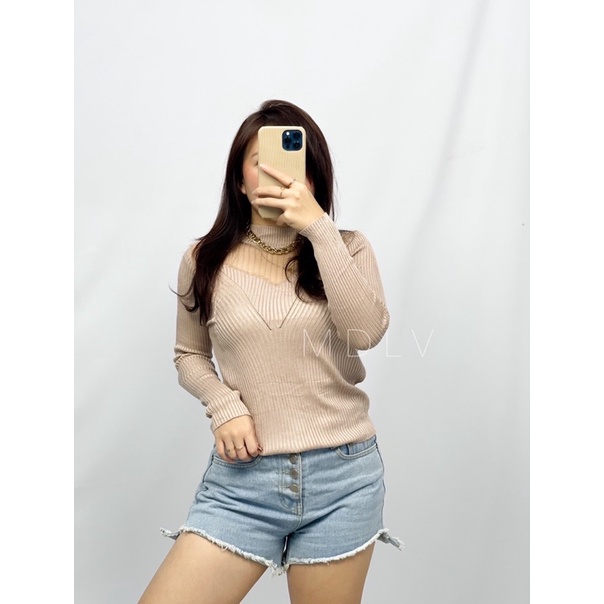 MDLV ~ BM N261 ODDETA KNIT TOP // ATASAN RAJUT LENGAN PANJANG // FASHION IMPORT WANITA