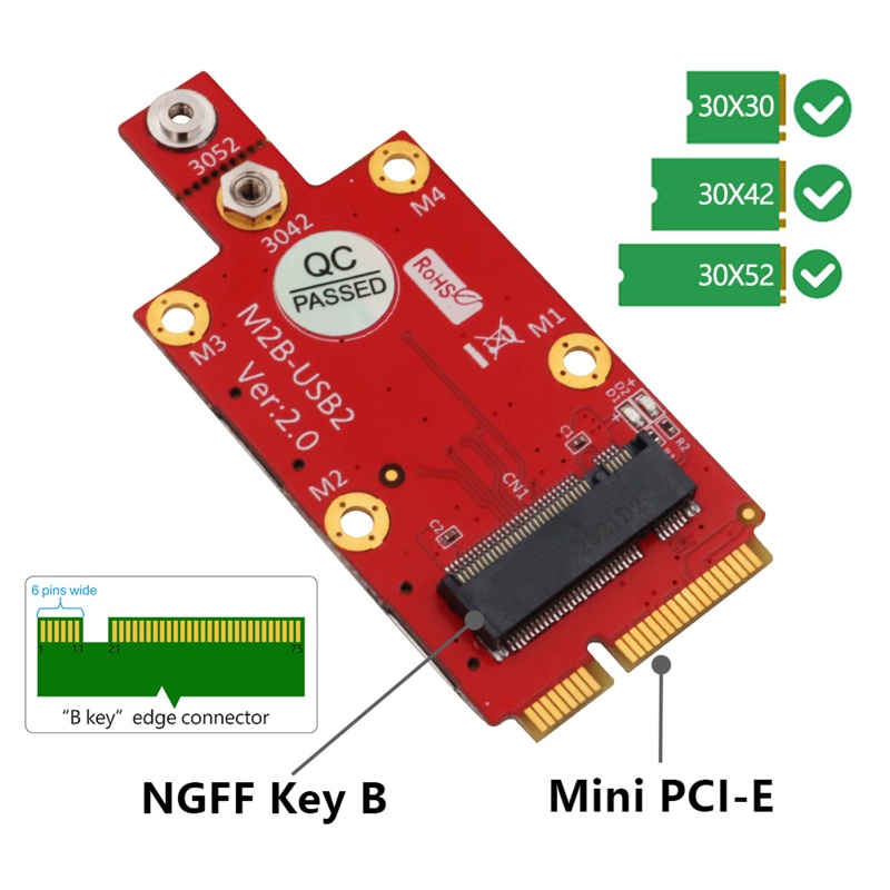 Btsg Untuk M.2 Untuk Kunci B Ke Mini PCI-E Adapter Converter Dengan Dual Untuk NANO SIM Card Slot Untuk Modul 3G/4G/5G