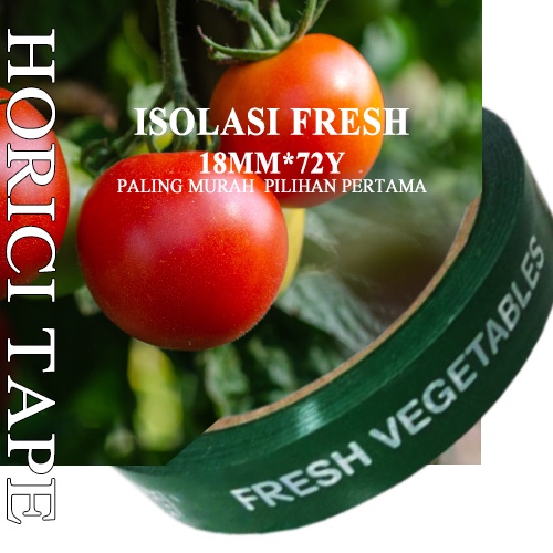 18mm*72Y MERK HORICI FRESH VEGETABLE SAYUR DAN BUAH 72Y HIDROPONIK SELOTIP