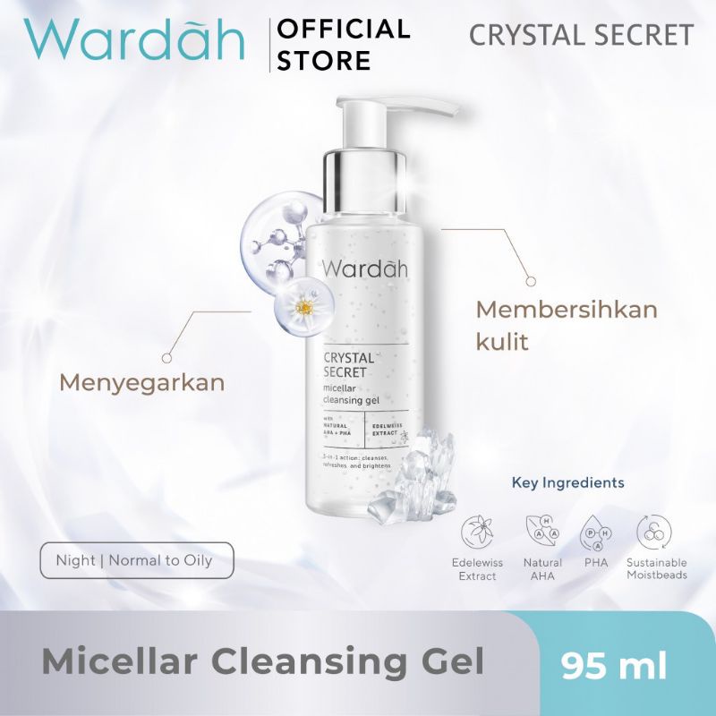 ❣️Rakkistore99❣️ Wardah Crystal Secret Micellar Cleansing Gel 95 ml- Micellar untuk kulit berminyak