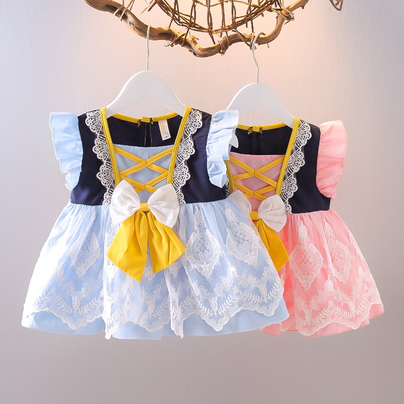 PR77 NEW DRess bayi/anak tanpa lengan motif pita renda