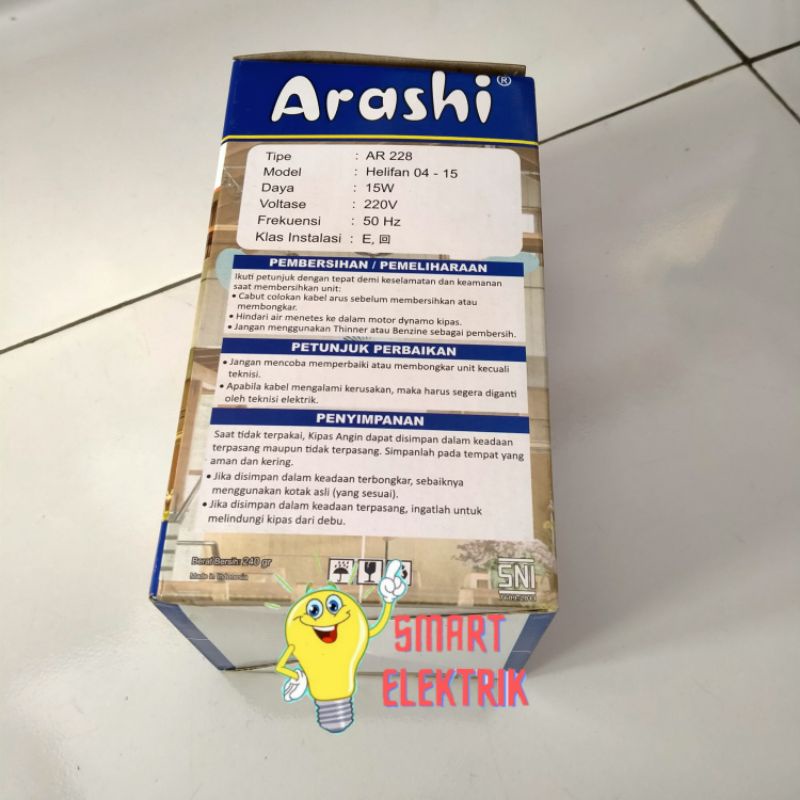 Kipas Angin Gantung Arashi Helifan 15Watt 4 Baling