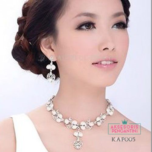 [READY STOK] AKSESORIS WEDDING ANTING PENGANTIN SET KALUNG WANITA MODERN KAP005