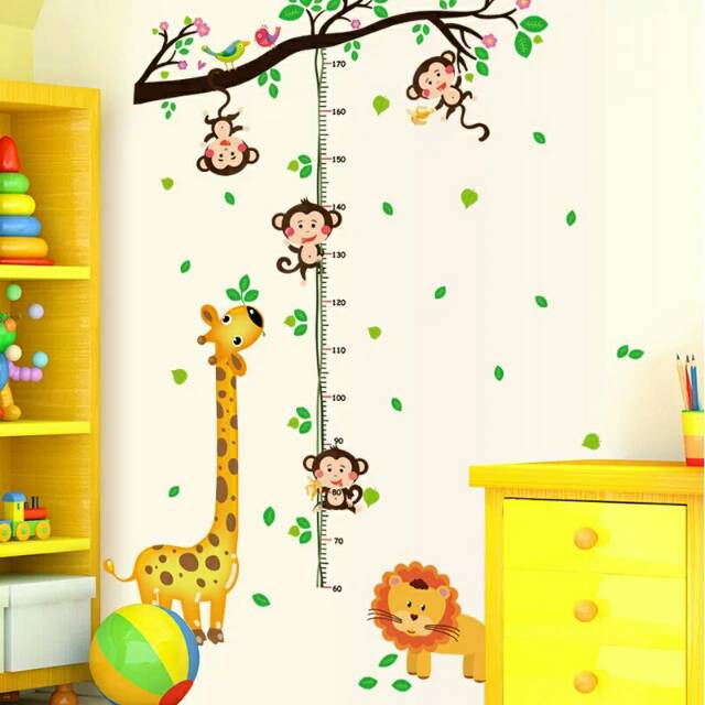 RELIZA WALL STICKER / STIKER DINDING PENGUKUR TINGGI BADAN JERAPAH ANIMAL GROW UP SK9128