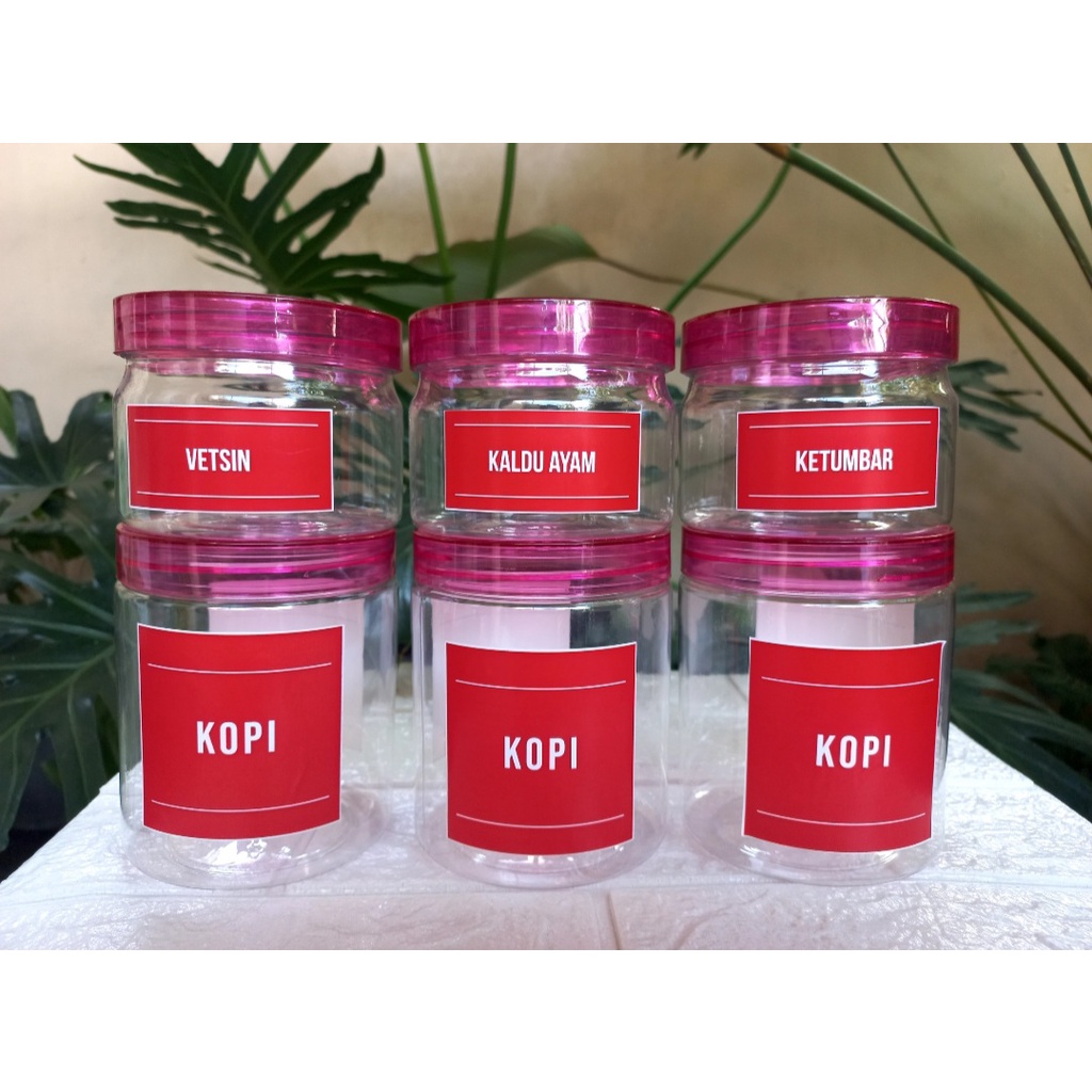Toples plastik tempat bumbu dapur warna pink model minimalis
