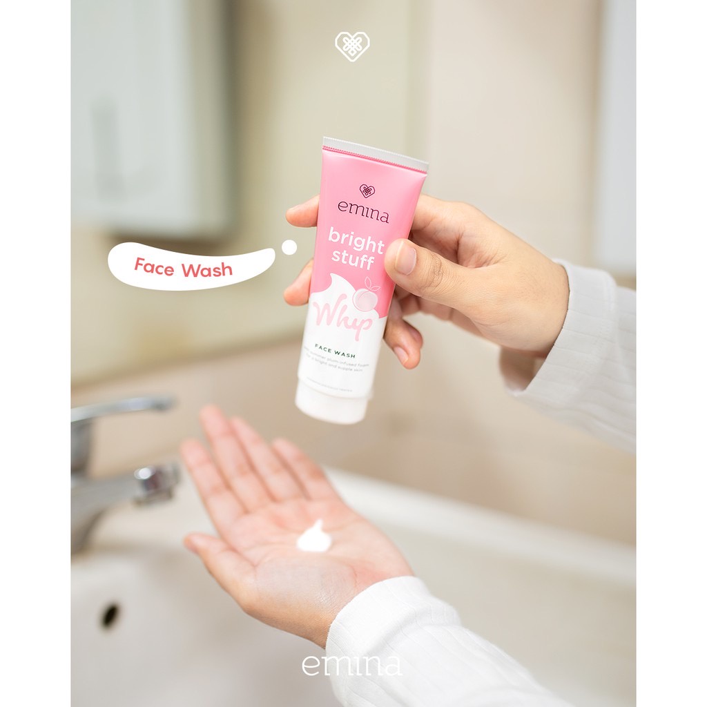 EMINA Bright Stuff Whip Face Wash Indonesia / Pembersih Wajah 50ml / With Summer Plum-Infused Foam For A Bright And Supple Skin / Busa 3x Lipat Bersih / Skincare Face Care Facial Foam Scrub Cleanser Cleansing / Sabun Cuci Muka / Treatment Perawatan Series