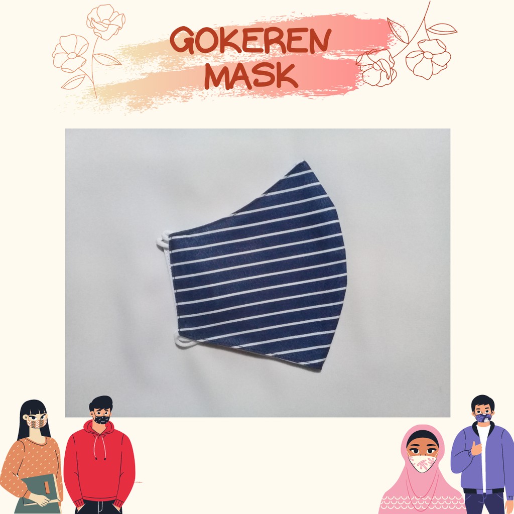 Masker Kain Murah dan Keren Salur Navy